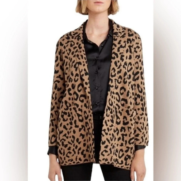 J. Crew Sophie Open Front Sweater Blazer Jacket Leopard Wool Women’s size XS - Picture 10 of 10